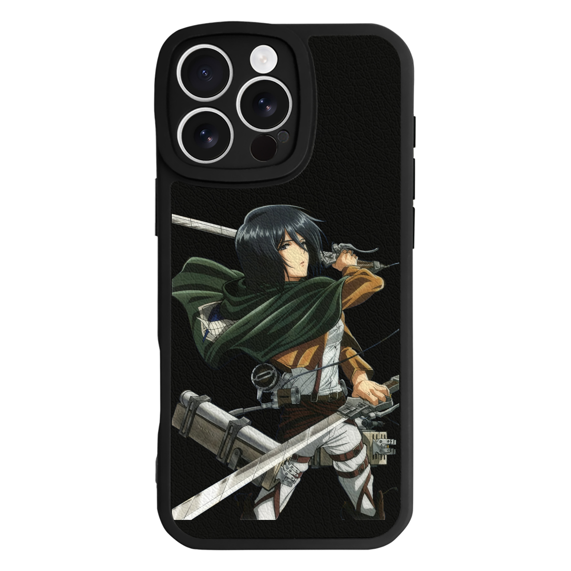 （画像用） 進撃の巨人 ミカサ·アッカーマン Attack on Titan Mikasa Ackerman 【iPhone 16シリーズ対応】シリコンスマホケース（レザー調） 材質：シリコン
